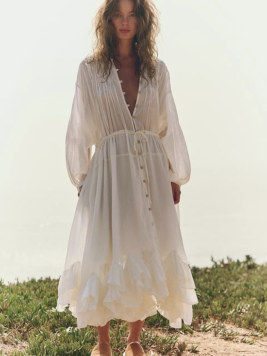 Free People Dresses & Skirts - Free People Sea La Vie Midi Dress, Xs Nwt In Blue Snowflake